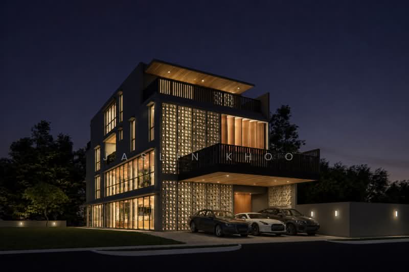 🏡 District 10 Brand New Semi-Detached 1KM to Henry Park Primary 🏫, , 7 Bedrooms, 9,486 sqft, Semi-Detached House For Sale, by Jaslin Khoo, 500147304 - Night View - Concealed lighting - PropertyGuru.com.sg