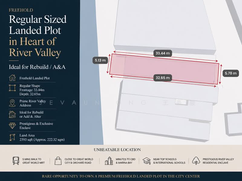 CCR Freehold Regular Land Plot | Ideal for Rebuild/ A&A | Heart of River Valley, Kim Yam Road / Jalan Mutiara / Jervois Road / Nathan Road / Bishopsgate / Chatsworth Avenue / Mount Echo Park / Institution Hill / Oxley Road / Devonshire Road / One Tree Hill / Paterson Hill / Kay Poh Road / Zion Road, 4 Bedrooms, 2,780 sqft, Corner Terrace For Sale, by Jevaun Ong 王豪骏, 500148321 - PropertyGuru.com.sg