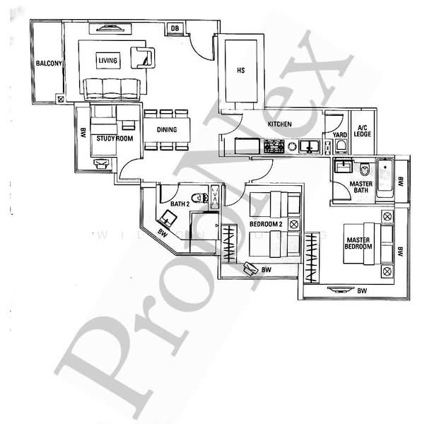 Waterford Residence, 21 Kim Yam Road, 3 Bedrooms, 1,055 sqft, Condominium For Rent, by Wilson Young, 500148343 - PropertyGuru.com.sg