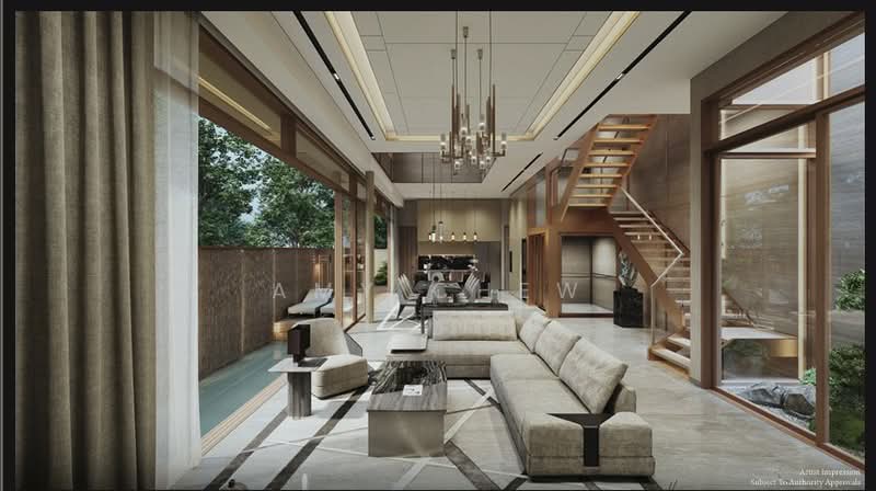TOP Soon! Majestic Luxury Designer Link Bungalow Crafted by an Award-Winning Developer, Aida Street, 5 Bedrooms, 5,900 sqft, Semi-Detached House For Sale, by Amy Chew, 500148670 - Living Room - PropertyGuru.com.sg