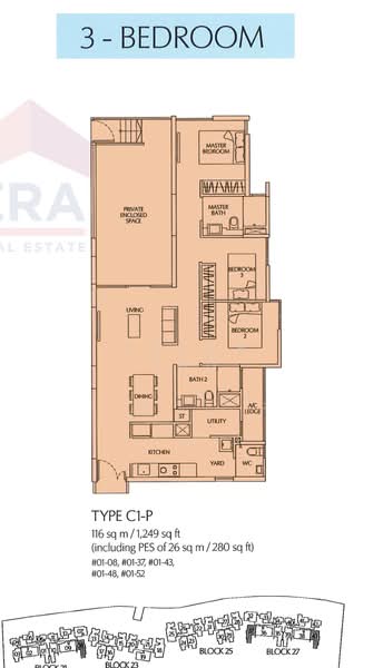 Terrasse, 27 Terrasse Lane, 3 Bedrooms, 1,259 sqft, Condominium For Sale, by Joyce Tan, 500149112 - Layout - PropertyGuru.com.sg