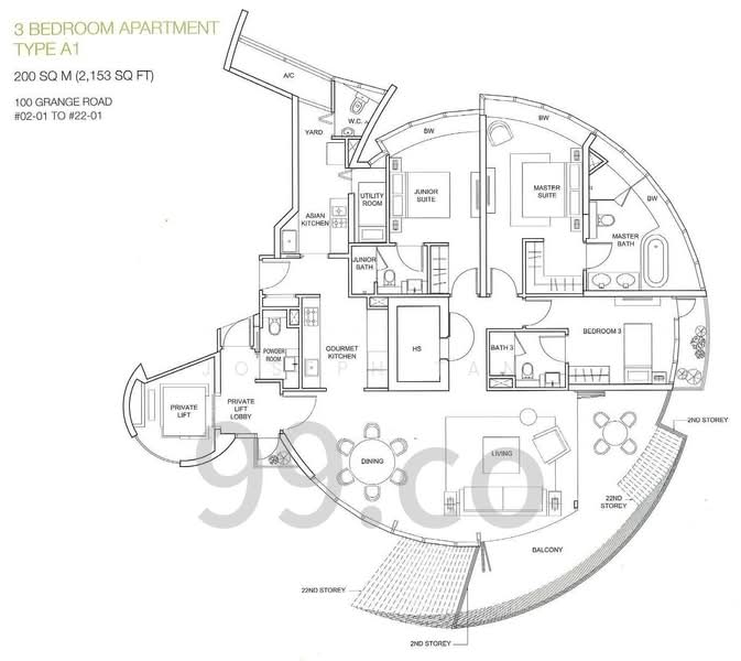 Cliveden at Grange, 100 Grange Road, 3 Bedrooms, 2,153 sqft, Condominium For Sale, by Joseph Tan, 500149720 - PropertyGuru.com.sg
