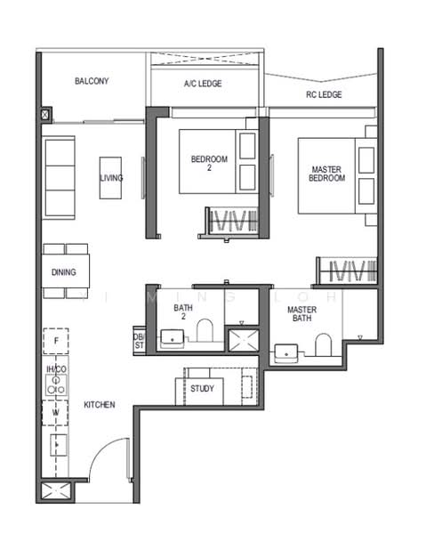 Blossoms By The Park, 9 Slim Barracks Rise, 2 Bedrooms, 721 sqft, Condominium For Sale, by Yi Ming Loh, 500150264 - PropertyGuru.com.sg