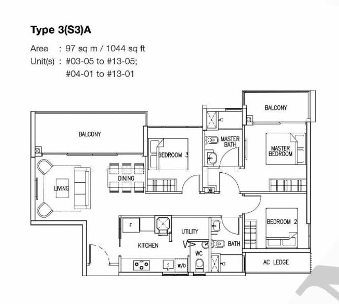 The Skywoods, 1 Dairy Farm Heights, 3 Bedrooms, 1,044 sqft, Condominium For Rent, by Sammy Song, 500150645 - PropertyGuru.com.sg