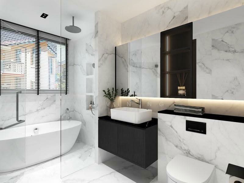 ⭐Cannot Find Already⭐Brand New by Reputable Landed Developer✅Joo Chiat Terrace for $6M only, 5 Rooms ensuite | 2 Cars | Lift | NO West Sun, 6 Bedrooms, 4,385 sqft, Terraced House For Sale, by Melvin Ng, 500151455 - Bathroom - PropertyGuru.com.sg