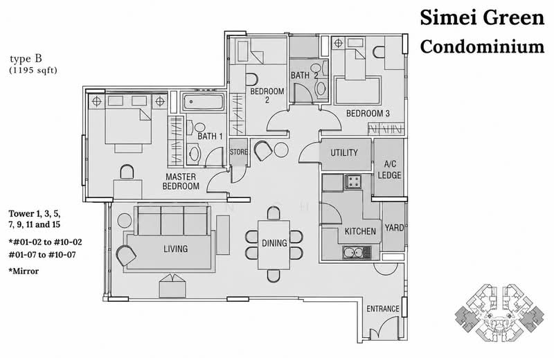 Simei Green Condominium, 1 Simei Street 4, 3 Bedrooms, 1,195 sqft, Condominium For Sale, by John Chong, 500152118 - PropertyGuru.com.sg