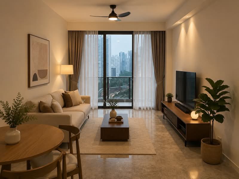 Riviere, 1 Jiak Kim Street, 2 Bedrooms, 840 sqft, Condominium For Rent, by Ken Tan, 500152275 - Living Room - PropertyGuru.com.sg