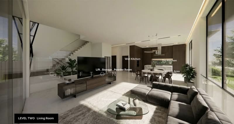 ๐ Contemporary New Corner Terrace Siglap, Fidelio Street, 5 Bedrooms, 7,400 sqft, Corner Terrace For Sale, by Clifton Liang, 500152845 - Living Room - PropertyGuru.com.sg