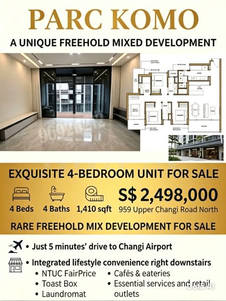 Parc Komo, 959 Upper Changi Road North, 4 Bedrooms, 1,410 sqft, Condominium For Sale, by Norman Lim, 500153104 - Living Room - PropertyGuru.com.sg