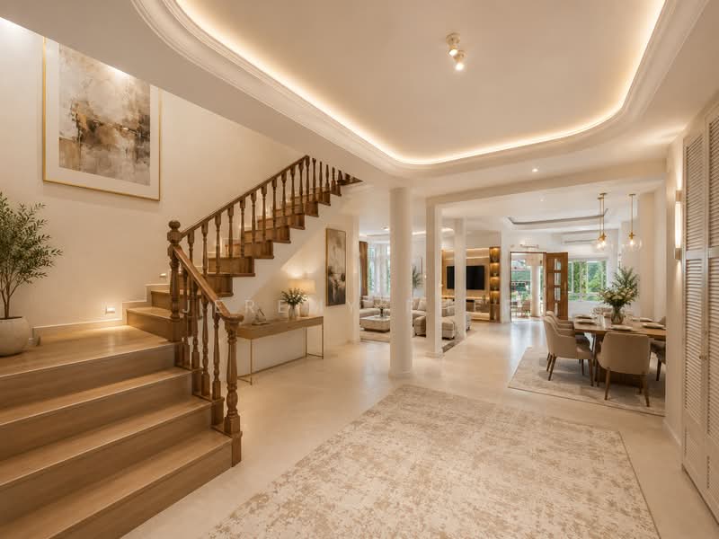 Serangoon Garden Estate Detached House, Chiselhurst Grove, Carisbrooke Grove, Colchester Grove, Serangoon Garden Way,, 6 Bedrooms, 3,400 sqft, Detached House For Rent, by Jeremy Pher, 500155853 - Living Room - AI Virtual Staged - PropertyGuru.com.sg