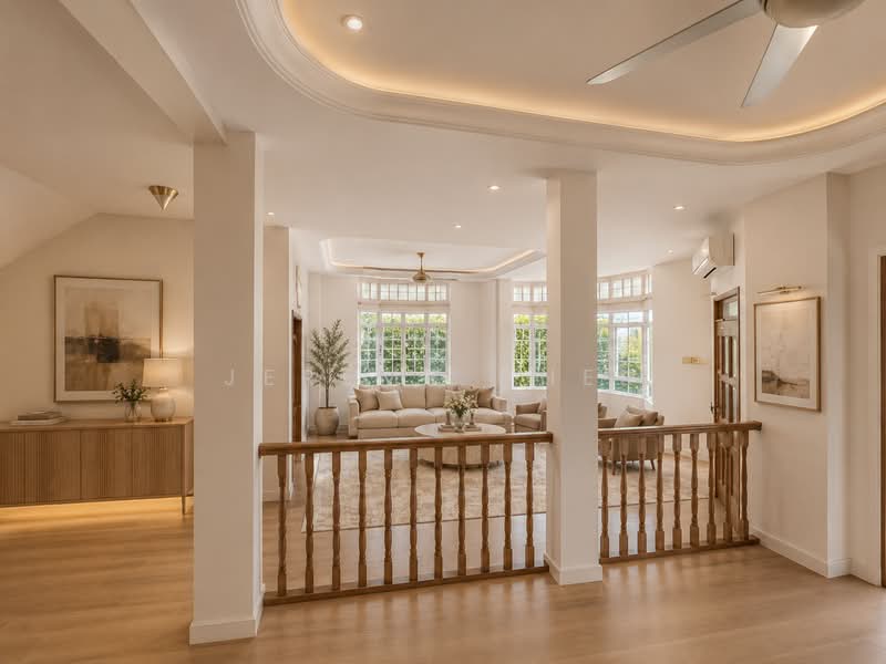Serangoon Garden Estate Detached House, Chiselhurst Grove, Carisbrooke Grove, Colchester Grove, Serangoon Garden Way,, 6 Bedrooms, 3,400 sqft, Detached House For Rent, by Jeremy Pher, 500155853 - Living Room - AI Virtual Staged - PropertyGuru.com.sg