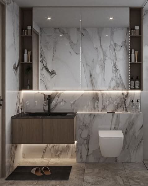 1 Canberra, 7 Canberra Drive, 3 Bedrooms, 1,259 sqft, Executive Condominium For Sale, by Stephy Heng, 500156116 - Bathroom 3D rendering - PropertyGuru.com.sg
