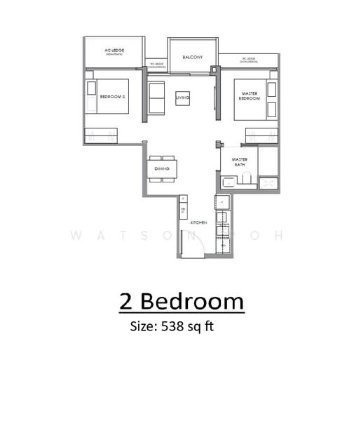 River Modern, River Galley Green, 2 Bedrooms, 538 sqft, Condominium For Sale, by Watson Poh, 500156302 - PropertyGuru.com.sg