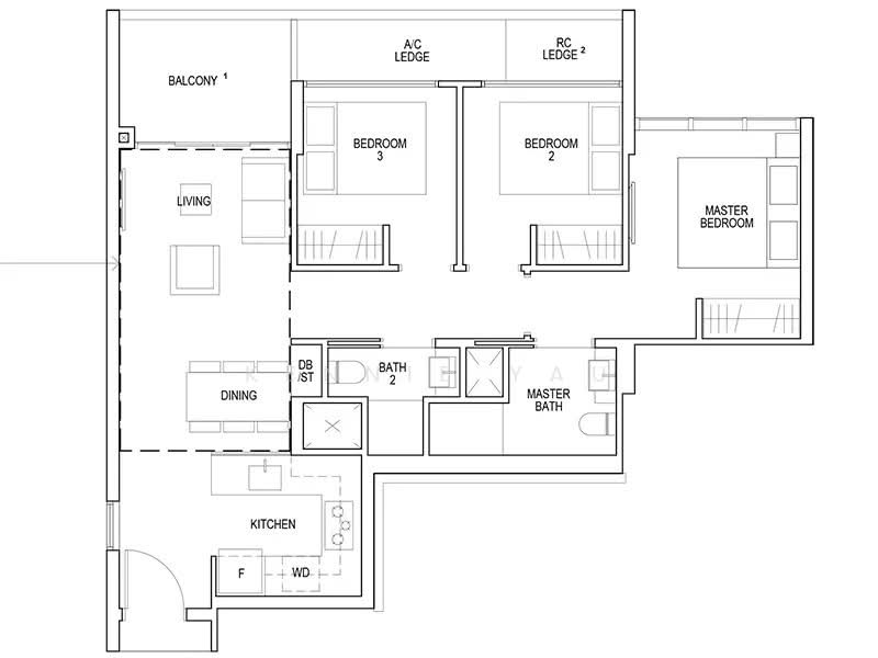Riverfront Residences, 53 Hougang Avenue 7, 3 Bedrooms, 872 sqft, Condominium For Sale, by Kennie Yau, 500156952 - PropertyGuru.com.sg