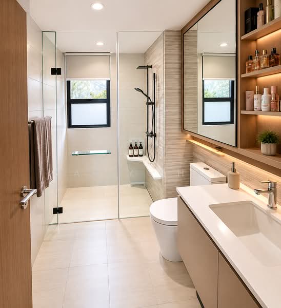 Bellewaters, 25 Anchorvale Crescent, 4 Bedrooms, 1,130 sqft, Executive Condominium For Sale, by Mandy Chan, 500157634 - Master Bathroom - PropertyGuru.com.sg