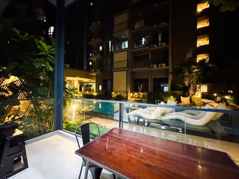 The Antares, 19 Mattar Road, 3 Bedrooms, 883 sqft, Condominium For Sale, by Jay Loy 黎仕緯, 500157920 - Balcony with Beautiful Pool View - PropertyGuru.com.sg