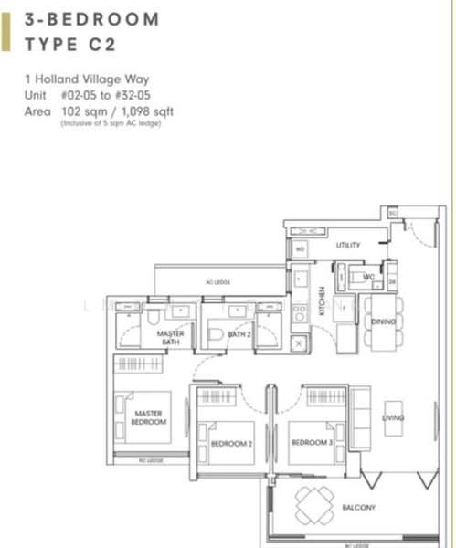 One Holland Village Residences, 1 Holland Village Way, 3 Bedrooms, 1,098 sqft, Condominium For Rent, by Mona Chen, 500158407 - PropertyGuru.com.sg