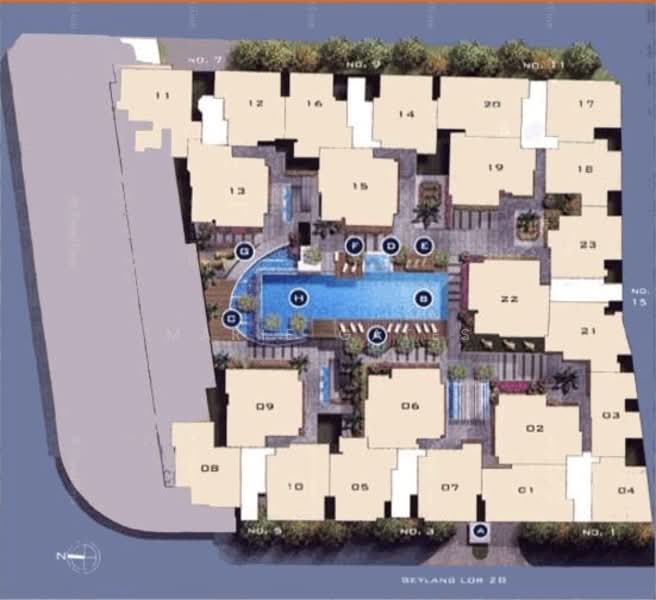 Atrium Residences, 1 Lorong 28 Geylang, 3 Bedrooms, 2,271 sqft, Condominium For Sale, by Marie Gates, 500159753 - Internal block faces pool - PropertyGuru.com.sg