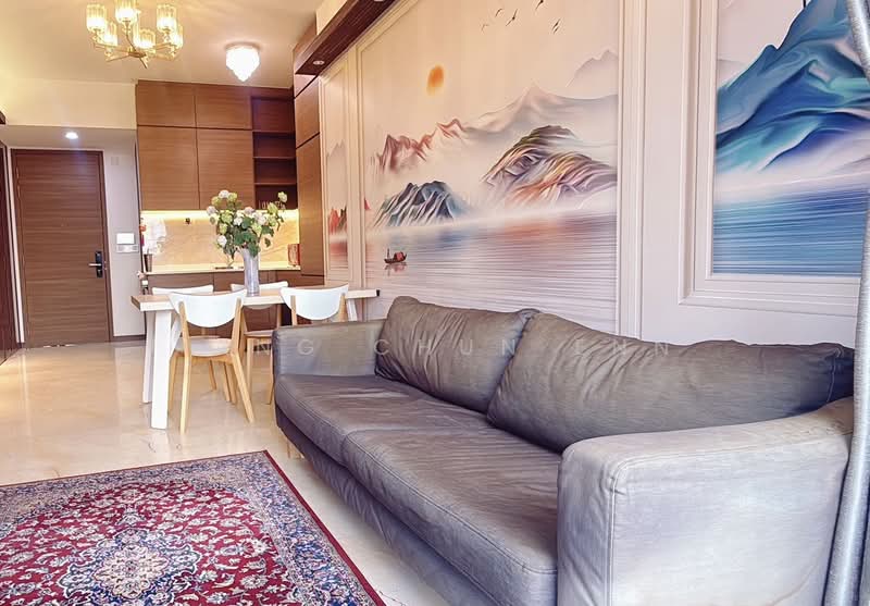 Queens Peak, 3 Dundee Road, 3 Bedrooms, 624 sqft, Condominium For Rent, by Pang Chun Enn, 500160203 - Living Room - PropertyGuru.com.sg