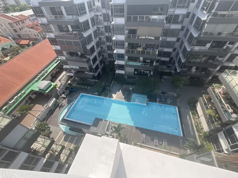 Freehold Penthouse, , 3 Bedrooms, 2,220 sqft, Condominium For Sale, by Marie Gates, 500163401 - View from roof terrace facing pool - PropertyGuru.com.sg