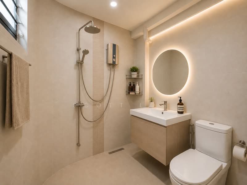 310 Hougang Avenue 5, 310 Hougang Avenue 5, 3 Bedrooms, 1,055 sqft, HDB Flat For Sale, by Scott Loh, 500164202 - Master Bathroom (AI staging) - PropertyGuru.com.sg
