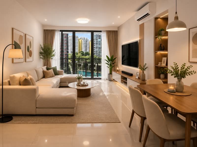 Riverfront Residences, 51 Hougang Avenue 7, 3 Bedrooms, 915 sqft, Condominium For Rent, by Ethan Goh, 500164589 - Living Room - PropertyGuru.com.sg