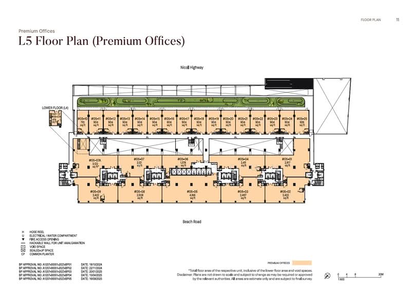 The Golden Mile, 800 Beach Road, 904 sqft, Office For Sale, by Lena Hoon, 500164676 - 5th Storey Plan - CommercialGuru.com.sg