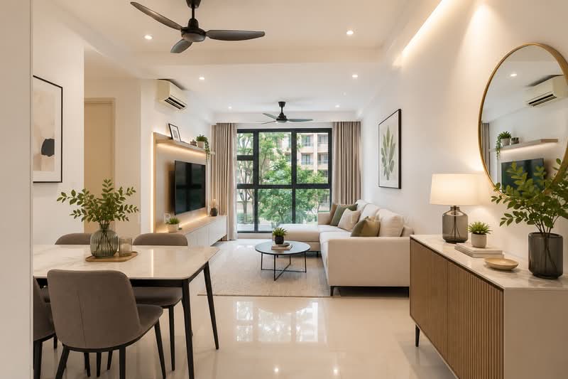 Prive, 31 Punggol Field, 3 Bedrooms, 1,001 sqft, Executive Condominium For Sale, by Brandon Tam, 500165544 - Living Room - PropertyGuru.com.sg
