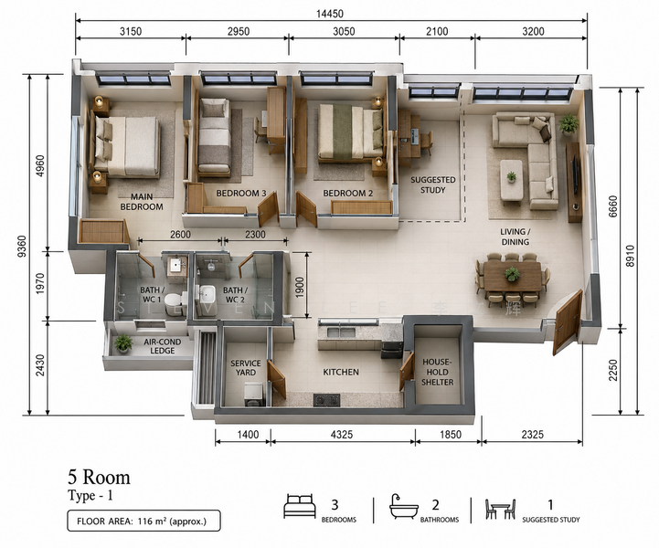 458B Sengkang West Road, 458B Sengkang West Road, 3 Bedrooms, 1,216 sqft, HDB Flat For Sale, by Steven Lee 李文辉, 500165819 - PropertyGuru.com.sg