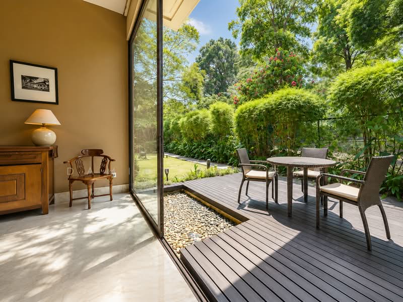 ⭐️ELEGANT DETACHED SANCTUARY @ GCBA RAFFLES PARK | 1 KM OF RGPS | VERY WIDE FRONTAGE | RENOVATED ⭐️, Oriole Crescent Ash Cassia Sunset Pine Linden Vanda Eng Neo Greenmead Greenview Greenpark Hillcrest Watten Shelford Senandong Swiss Club Binjai Kampong Chantek Chee Hoon Camden Kheam Hock Trevose Camborne Narooma Dalkeith Harlyn Berrima Merryn Tudor, 7 Bedrooms, 15,000 sqft, Detached House For Sale, by Damian Tan 陈係赈, 500167216 - Patio - PropertyGuru.com.sg