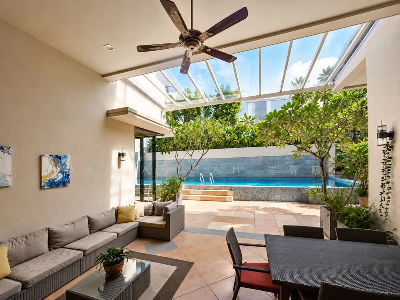 ⭐️ELEGANT DETACHED SANCTUARY @ GCBA RAFFLES PARK | 1 KM OF RGPS | VERY WIDE FRONTAGE | RENOVATED ⭐️, Oriole Crescent Ash Cassia Sunset Pine Linden Vanda Eng Neo Greenmead Greenview Greenpark Hillcrest Watten Shelford Senandong Swiss Club Binjai Kampong Chantek Chee Hoon Camden Kheam Hock Trevose Camborne Narooma Dalkeith Harlyn Berrima Merryn Tudor, 7 Bedrooms, 15,000 sqft, Detached House For Sale, by Damian Tan 陈係赈, 500167216 - Outdoor Space - PropertyGuru.com.sg