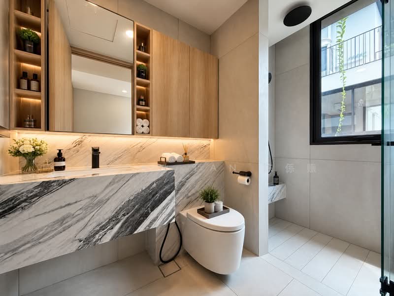 ⭐️WITHIN 1KM OF SCGS (PRIMARY) | RARE BRAND NEW MODERN 2.5-STY CORNER TER NEAR BOTANIC GARDENS MRT⭐️, Kheam Hock Road Trevose Tempua University Bahasa Unggas Seni Tudor Camborne Ilmu Adat Sejarah Shelford Watten Hillcrest Berrima Narooma Dalkeith Harlyn Merryn Harom Setangkai Princess Wales Prince Coronation King's Queen's Duke's Duchess Prince Lily, 6 Bedrooms, 7,898 sqft, Corner Terrace For Sale, by Damian Tan 陈係赈, 500171473 - Bathroom - PropertyGuru.com.sg