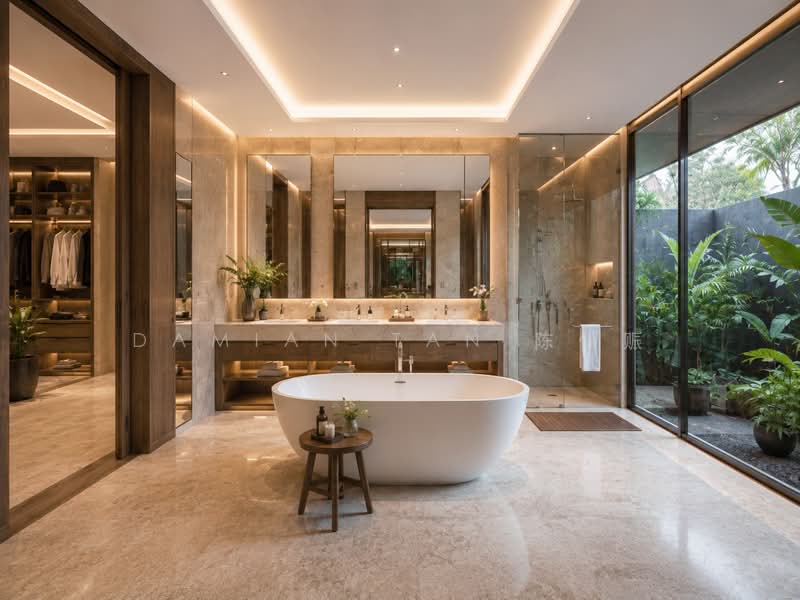 ⭐️ATTRACTIVE PSF @ $2,XXX | 30M WIDE FRONTAGE DETACHED @ GCBA CALDECOTT HILL ESTATE FOR REBUILDING⭐️, Olive Road Caldecott Andrew Lornie Joan Westlake Windsor Park Ontario Florida Marigold Gardenia Gladiola Orchid Carnation Bright Hill Pemimpin Berjaya Binchang Insaf Clover Mount Rosie Kheam Hock Trevose Harlyn Berrima Dalkeith Camborne Narooma Ross, Newton / Novena, 4 Bedrooms, 3,500 sqft, Detached House For Sale, by Damian Tan 陈係赈, 500172017 - Master Bath - PropertyGuru.com.sg