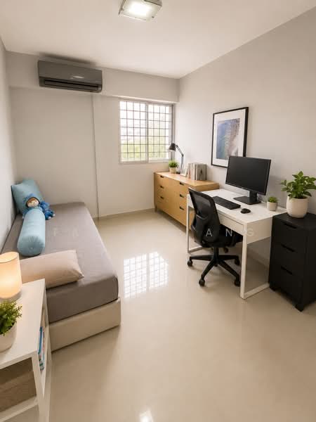 606 Bedok Reservoir Road, 606 Bedok Reservoir Road, 3 Bedrooms, 990 sqft, HDB Flat For Sale, by Fan Hao Ang, 500172603 - AI Rendering Bedroom - PropertyGuru.com.sg
