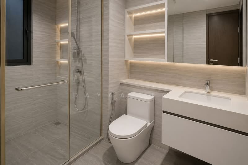 Riverbank at Fernvale, Sengkang West Way/Fernvale, 3 Bedrooms, 1,045 sqft, Condominium For Rent, by Dayaa Leo, 500172761 - Bathroom - PropertyGuru.com.sg