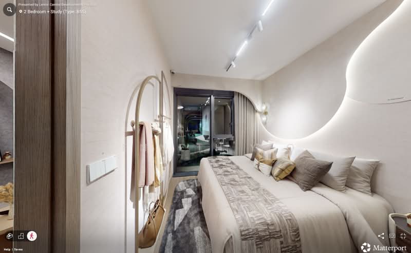 Hillock Green, 22-28 Lentor Central, 2 Bedrooms, 624 sqft, Condominium For Sale, by Kenneth Yeo, 500173576 - photo: showflat matterport screenshot - PropertyGuru.com.sg