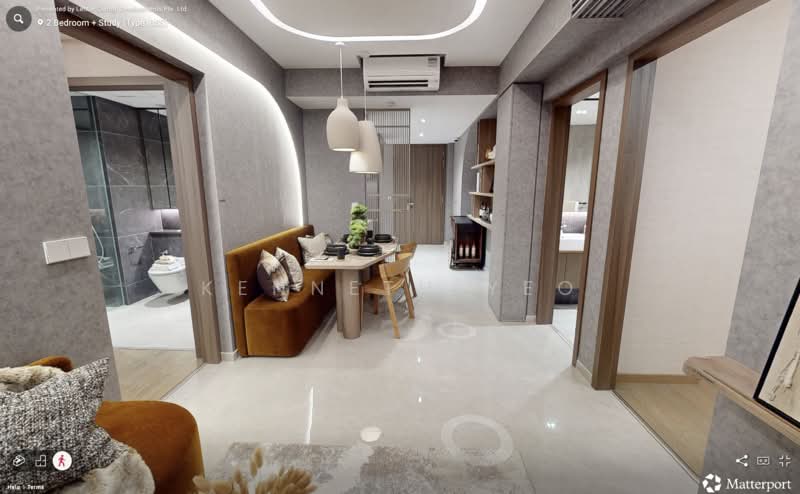 Hillock Green, 22-28 Lentor Central, 2 Bedrooms, 624 sqft, Condominium For Sale, by Kenneth Yeo, 500173576 - photo: showflat matterport screenshot - PropertyGuru.com.sg