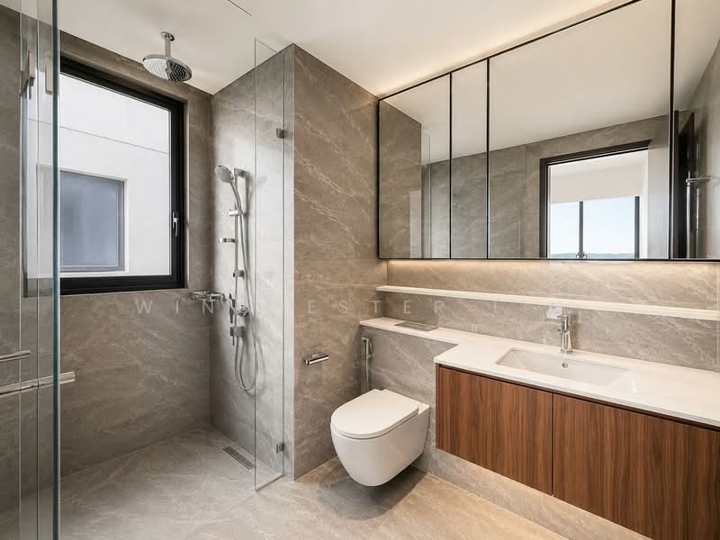 Lentor Modern, Lentor Central, 3 Bedrooms, 990 sqft, Condominium For Sale, by Winchester Lin, 500174059 - Master Bathroom - PropertyGuru.com.sg