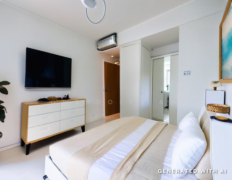 Grandeur 8, 2 Ang Mo Kio Central 3, 2 Bedrooms, 1,217 sqft, Condominium For Rent, by Gwendolyn Au, 500174439 - AI Staged Master Bedroom - PropertyGuru.com.sg