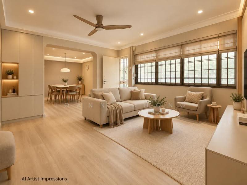 617 Choa Chu Kang North 7, 617 Choa Chu Kang North 7, Dairy Farm / Bukit Panjang / Choa Chu Kang, 3 Bedrooms, 1,152 sqft, HDB Flat For Sale, by Joanne Chong, 500174559 - AI staged Living Room - PropertyGuru.com.sg