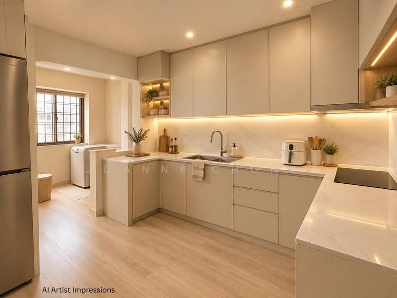 617 Choa Chu Kang North 7, 617 Choa Chu Kang North 7, Dairy Farm / Bukit Panjang / Choa Chu Kang, 3 Bedrooms, 1,152 sqft, HDB Flat For Sale, by Joanne Chong, 500174559 - AI staged Kitchen - PropertyGuru.com.sg