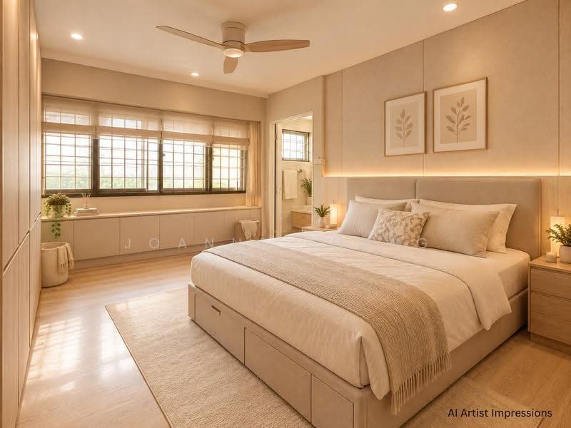 617 Choa Chu Kang North 7, 617 Choa Chu Kang North 7, Dairy Farm / Bukit Panjang / Choa Chu Kang, 3 Bedrooms, 1,152 sqft, HDB Flat For Sale, by Joanne Chong, 500174559 - AI Staged Master Bedroom - PropertyGuru.com.sg