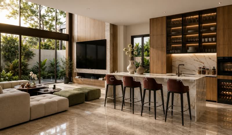 🌟 Brand New Detached | Surrounded by GCB Enclaves | Lift, Pool | Within 1km to Henry Park Primary, , 5 Bedrooms, 10,831 sqft, Detached House For Sale, by Petrine Chua 蔡昀璇, 500175536 - Living Room - PropertyGuru.com.sg