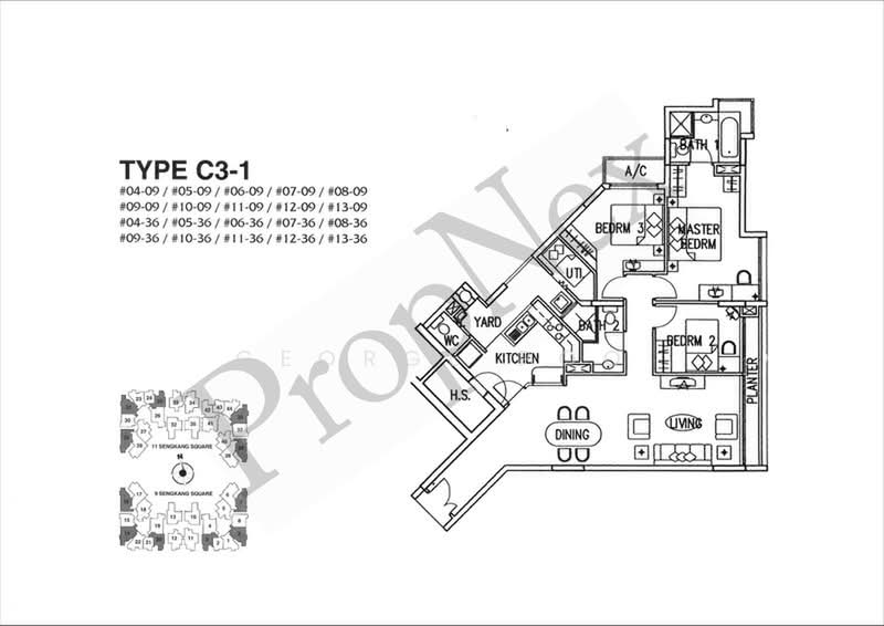 Compass Heights, 11 Sengkang Square, 3 Bedrooms, 1,324 sqft, Condominium For Sale, by George Poo, 500175846 - PropertyGuru.com.sg