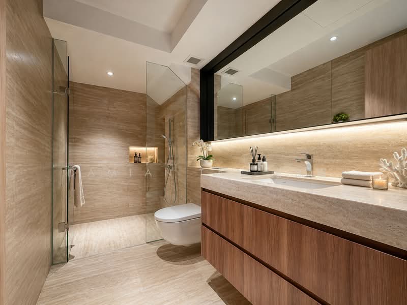 ⭐️1 KM OF ACS (PRI), SJI (JUNIOR) & CHIJ PRI (TPY)⭐️NEAR NOVENA MRT & AMENITIES⭐️BRAND NEW SEMI-D⭐️, Dyson Road Chancery Merlimau Bo Seng Whitley Gentle Mount Rosie Gilstead Buckley Evelyn Shrewsbury Barker Goldhill Trevose Kheam Hock Camborne Dalkeith Harlyn Duchess Coronation Berrima Tudor Unggas Seni Bahasa Tempua University Ilmu Robin Fernhill, 5 Bedrooms, 8,277 sqft, Semi-Detached House For Sale, by Damian Tan 陈係赈, 500176834 - Bathroom - PropertyGuru.com.sg