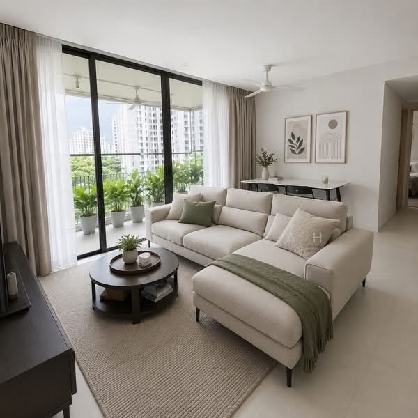 The Amore, 55A Edgedale Plains, 3 Bedrooms, 990 sqft, Executive Condominium For Sale, by James Seah, 500178008 - Living Room - PropertyGuru.com.sg