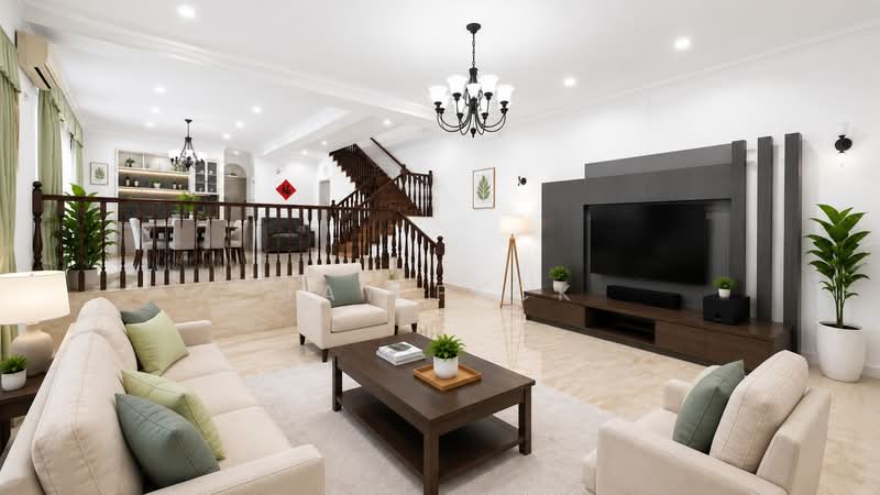 ❤️ FH below $1490PSF ❤️ Near Good School!, , 6 Bedrooms, 3,555 sqft, Semi-Detached House For Sale, by JAY PECK, 500179243 - Living Room - PropertyGuru.com.sg