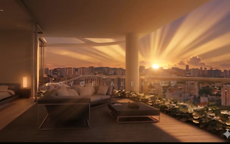 Skyline 360, 70 St Thomas Walk, 4 Bedrooms, 2,131 sqft, Condominium For Rent, by Joyce Alexius, 500179991 - Sunset Balcony View AI Generated - PropertyGuru.com.sg