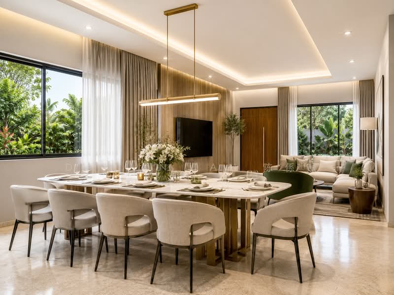 ⭐️NEAR BOTANIC GARDENS MRT & TREVOSE VICINITY⭐️BEAUTIFUL MODERN BRAND NEW 2.5-STY + BASEMENT HOUSE⭐️, Kheam Hock Road Trevose Tempua University Bahasa Unggas Seni Tudor Camborne Ilmu Adat Sejarah Shelford Watten Hillcrest Berrima Narooma Dalkeith Harlyn Merryn Harom Setangkai Princess Wales Prince Coronation King's Queen's Duke's Duchess Prince Lily, 6 Bedrooms, 9,532 sqft, Detached House For Sale, by Damian Tan 陈係赈, 500180779 - Dining Room - PropertyGuru.com.sg