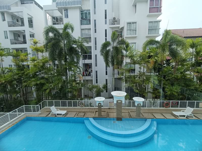 Aspen Loft, 170 Joo Chiat Terrace, 3 Bedrooms, 1,313 sqft, Condominium For Sale, by DESMOND TEO, 500181299 - Living hall pool view - PropertyGuru.com.sg